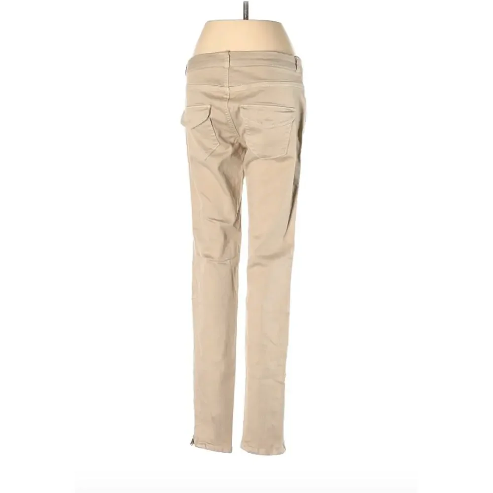 Zara Trafaluc Tan‎ Moto Zip Skinny Jeans Size 6